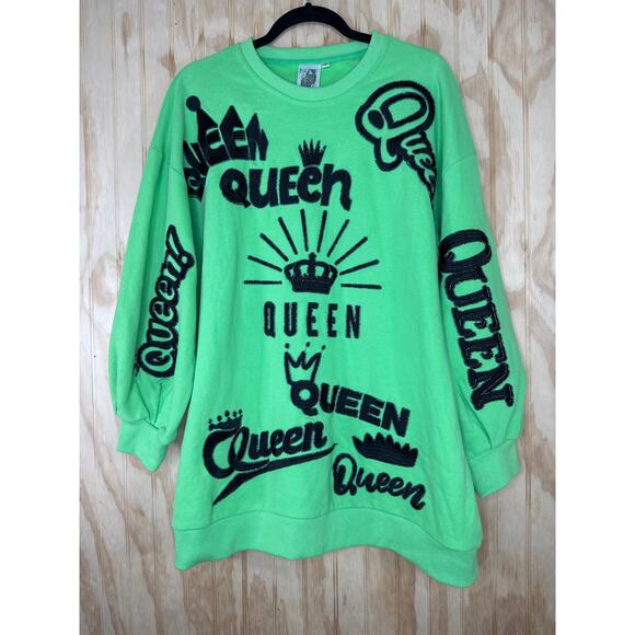 QUEEN OF SPARKLES Green and Black sweater dress size Small - Picture 1 of 10